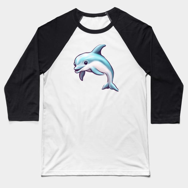 Cute Dolphin Drawing Baseball T-Shirt by Play Zoo